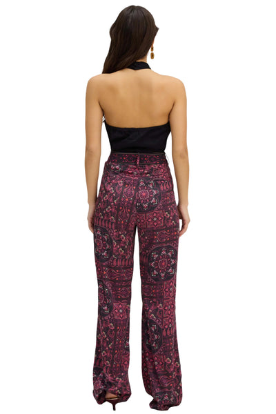Joan Pants - Burgundy Scarf Print