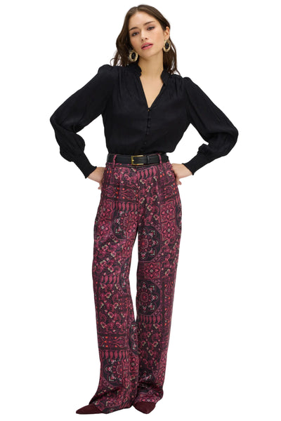 Joan Pants - Burgundy Scarf Print