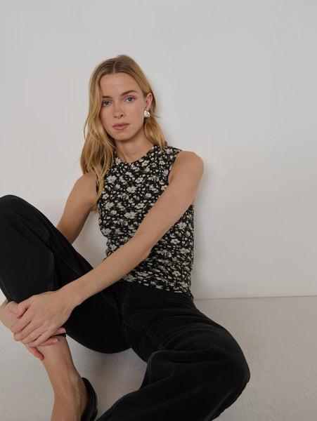 Joan Sleeveless Mock Neck Top - Layered Petals