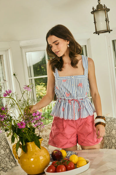 Tracy Eyelet Shorts - Coral