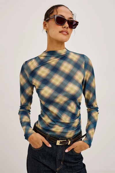 Joelle Top - Navy Sage Plaid