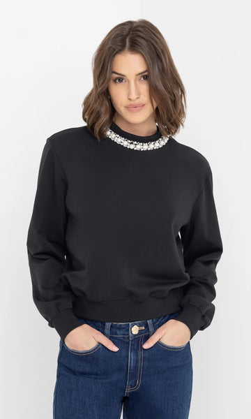 Jill Embellished Sweatshirt - Black
