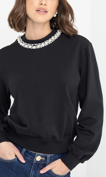 Jill Embellished Sweatshirt - Black