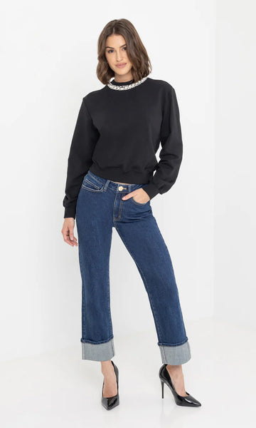 Jill Embellished Sweatshirt - Black