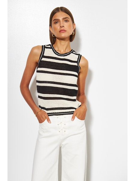 Scottie Sleeveless Sweater - Dune Stripe