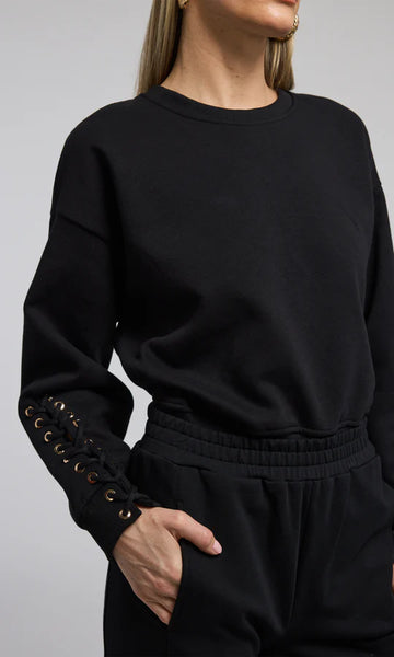 Marley Lace- Up Sweatshirt - Black