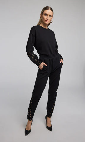 Caprice Lace-Up Sweatpants - Black