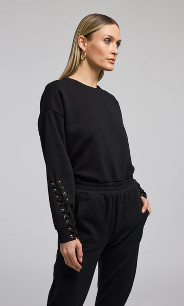 Marley Lace- Up Sweatshirt - Black