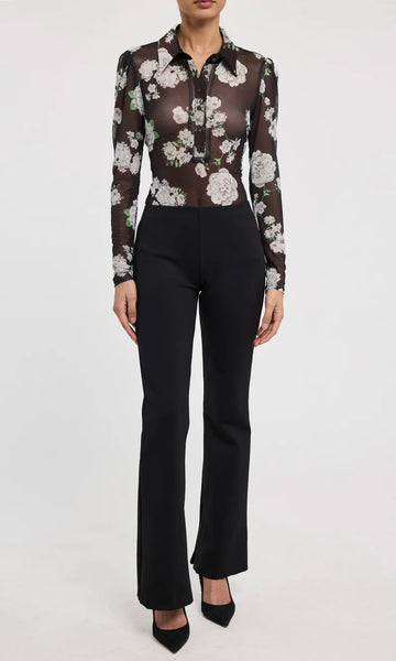 Dominique Mesh Top - Gardenia Black/White