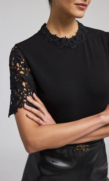 Ramona Lace Combo Top - Black