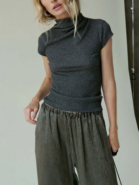 Katie Draped Top - Marled Grey