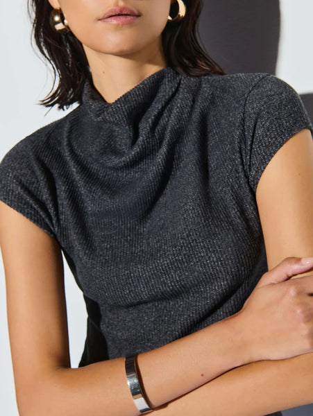 Katie Draped Top - Marled Grey