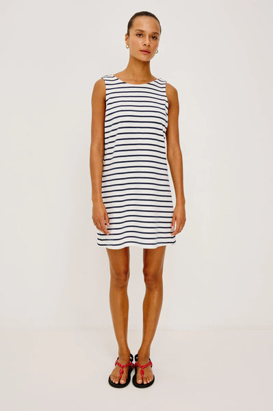 Kaylee Dress - Ivory Navy Stripe