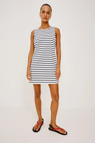 Kaylee Dress - Ivory Navy Stripe