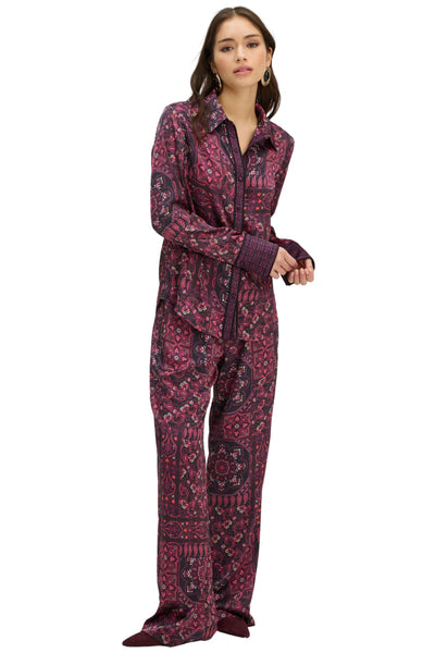 Joan Pants - Burgundy Scarf Print
