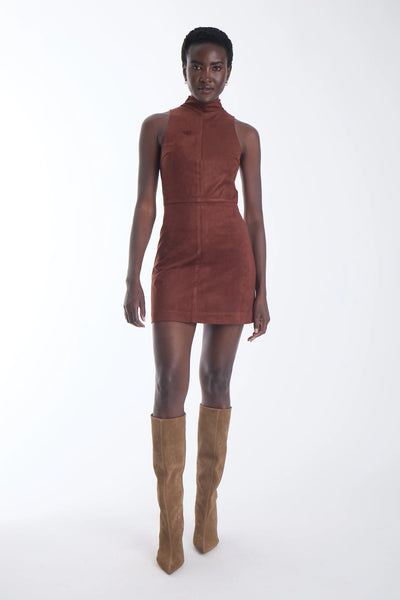 Kai Vegan Suede Mini Dress - Copper Cedar