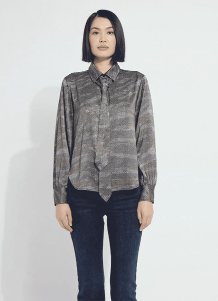 Maxine Convertible Tie Satin Shirt - Textural Beat