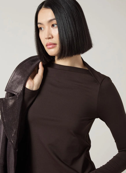 Electra Boat-Neck Top - Double Espresso