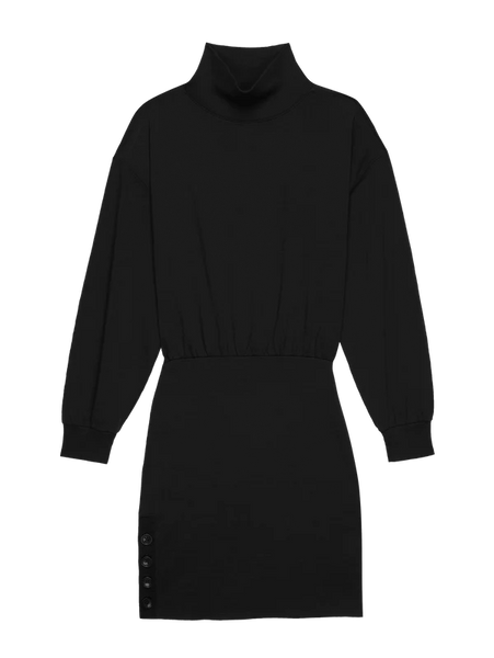 Lisa Mock Neck Mini Dress - Jet Black