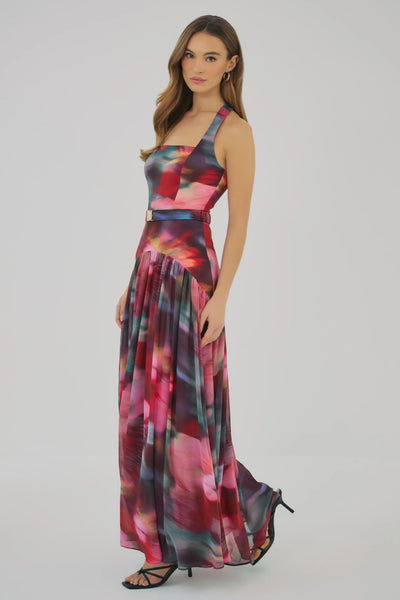 Aza Dress - Multi Blurred Orchids