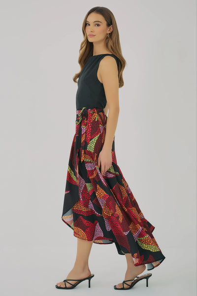 Vicky Skirt - Black/Multi Mosaic Tropical