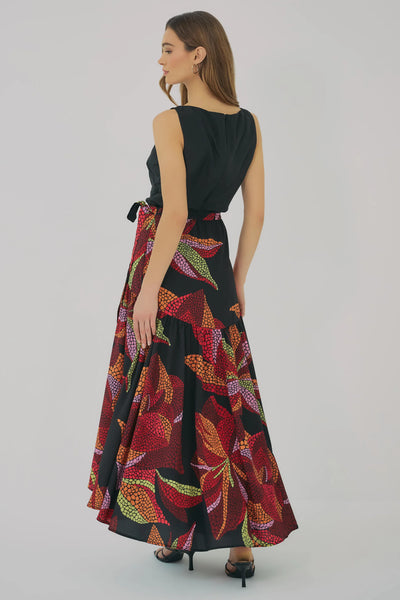 Vicky Skirt - Black/Multi Mosaic Tropical