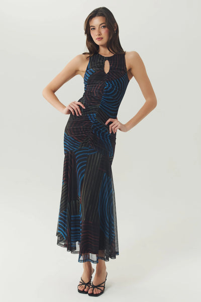 Julia Key Hole Maxi Dress - Black Multi