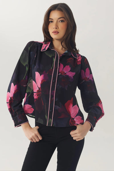 Kodie Top - Black/Multi Watercolor