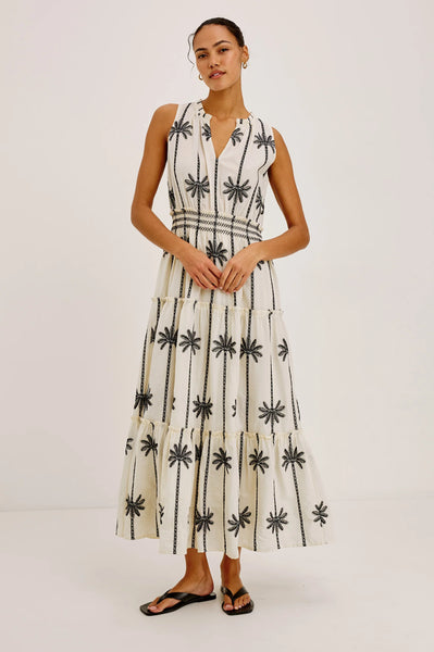 Loulou Dress - Embroidered Palms