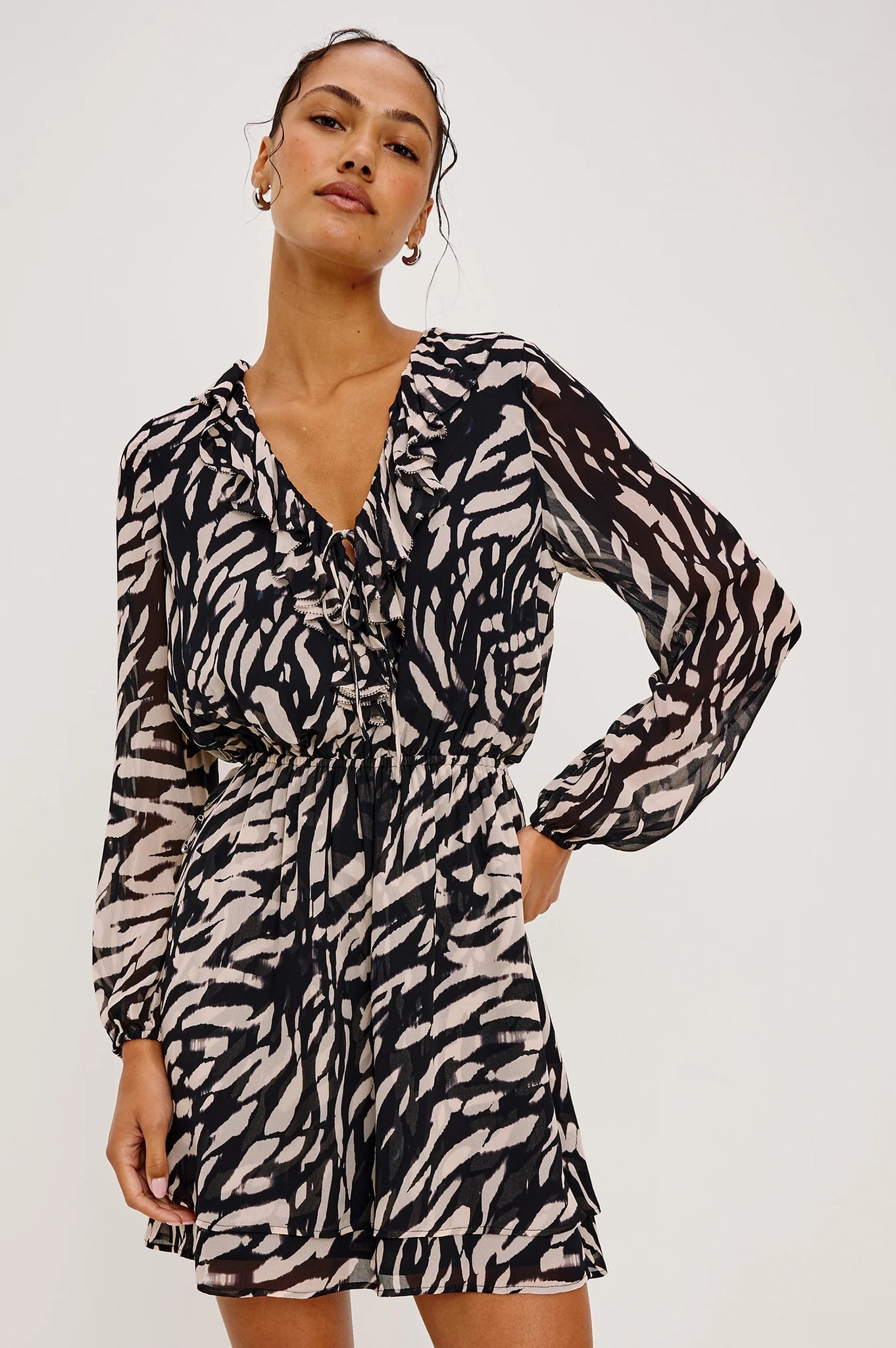 Lucresia Dress - Ivory Tiger Stripe