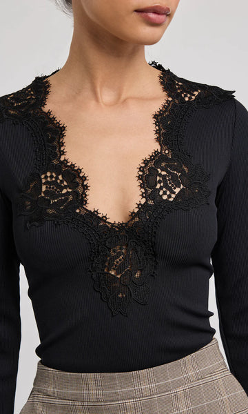 Lady Lace Combo Top - Black