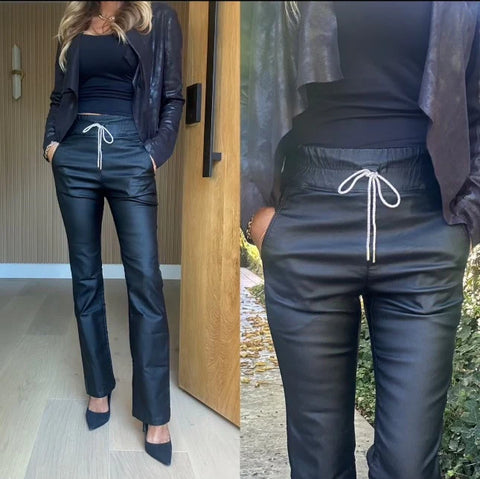 Loren Pant W/ Crystal Tie - Black Vegan