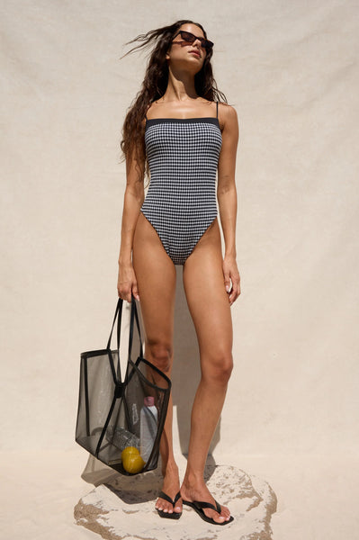 Marbella One Piece - Black White Gingham