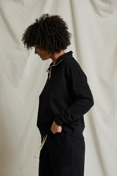 Maren French Terry Half Zip - True Black