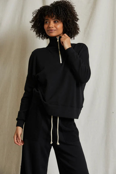 Maren French Terry Half Zip - True Black