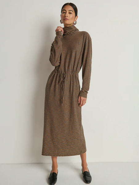 Mariel Dress - Mini Cocoa Stripe