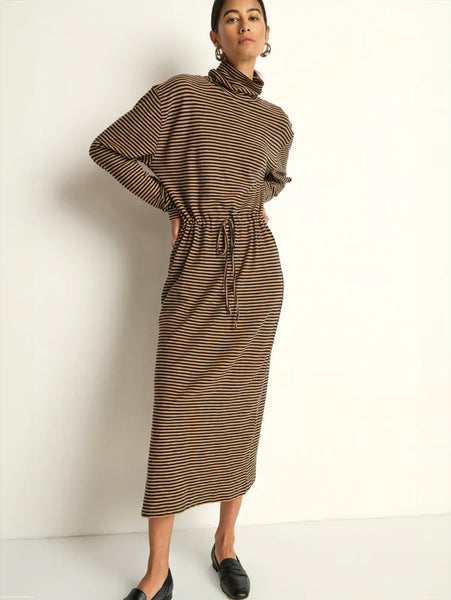Mariel Dress - Mini Cocoa Stripe