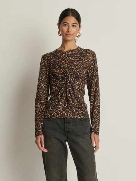 Marion Twist Front Tee - Winter Leopard