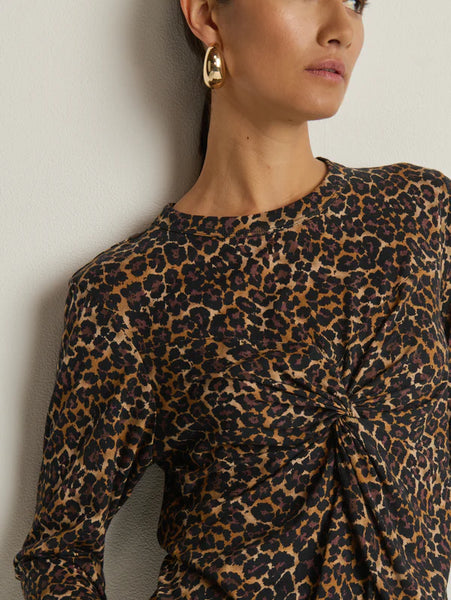 Marion Twist Front Tee - Winter Leopard
