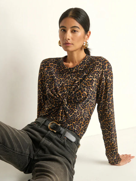 Marion Twist Front Tee - Winter Leopard