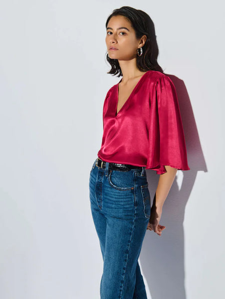 Mel V-Neck Top - Raspberry Jam