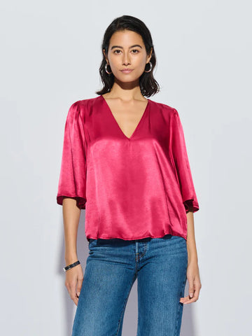 Mel V-Neck Top - Raspberry Jam