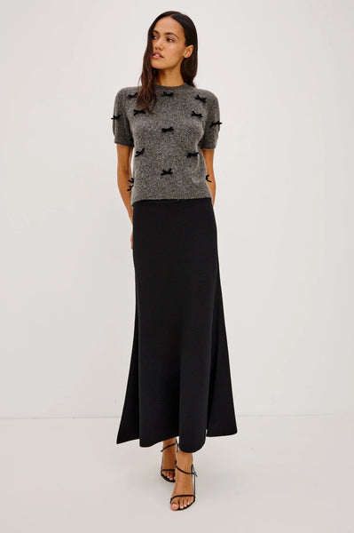 Michele Sweater - Charcoal Velvet Bows