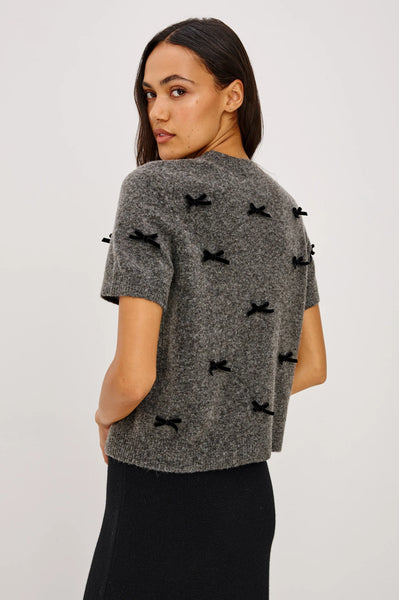Michele Sweater - Charcoal Velvet Bows