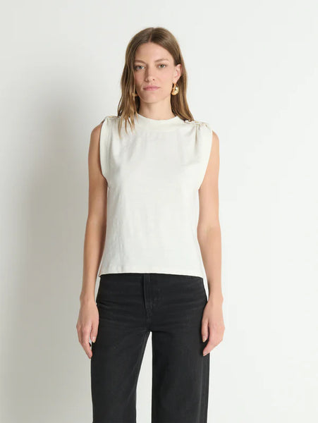 Mikka Buttoned Shoulder Tank - Porcelain