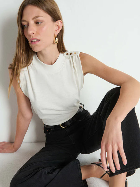 Mikka Buttoned Shoulder Tank - Night Sky