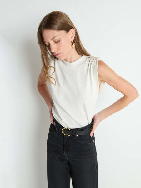 Mikka Buttoned Shoulder Tank - Porcelain