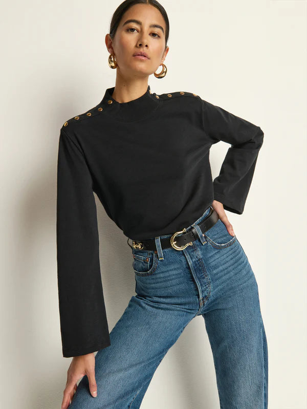 Neda Long Sleeve Top - Jet Black