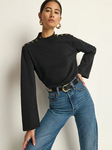 Neda Long Sleeve Top - Jet Black