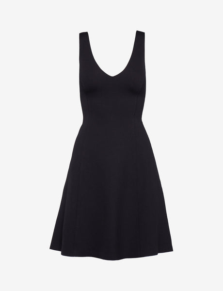 Neoprene V-Neck Founder Dress - Black
